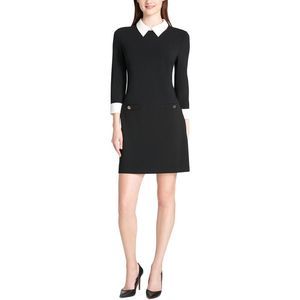 Tommy Hilfiger Womens Black Contrast Trim Embellished Mini Dress Plus NWOT